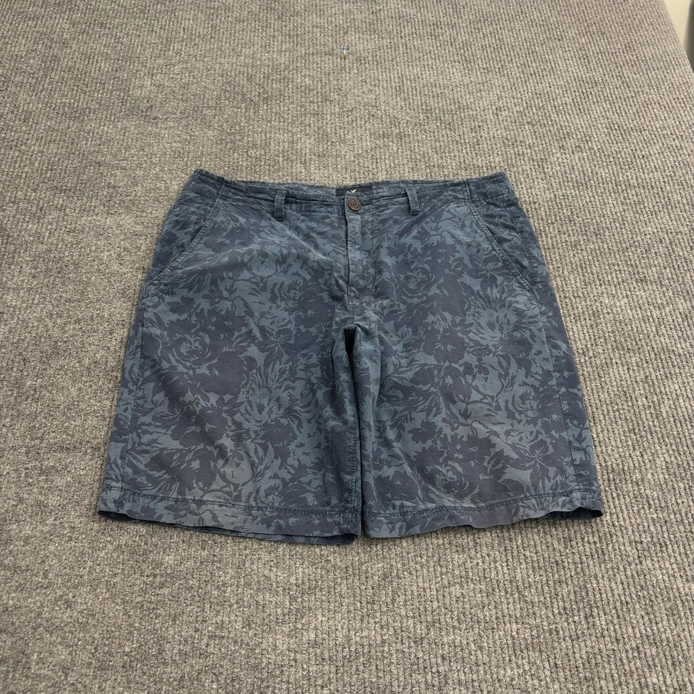 American Eagle Shorts Mens 36 Blue Cotton Floral Flat Front Casual Summer Style